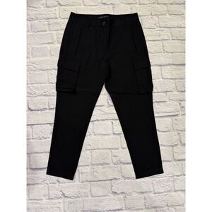 Theory Finna black cropped wool blend cargo dress pants size 0 retail $255
